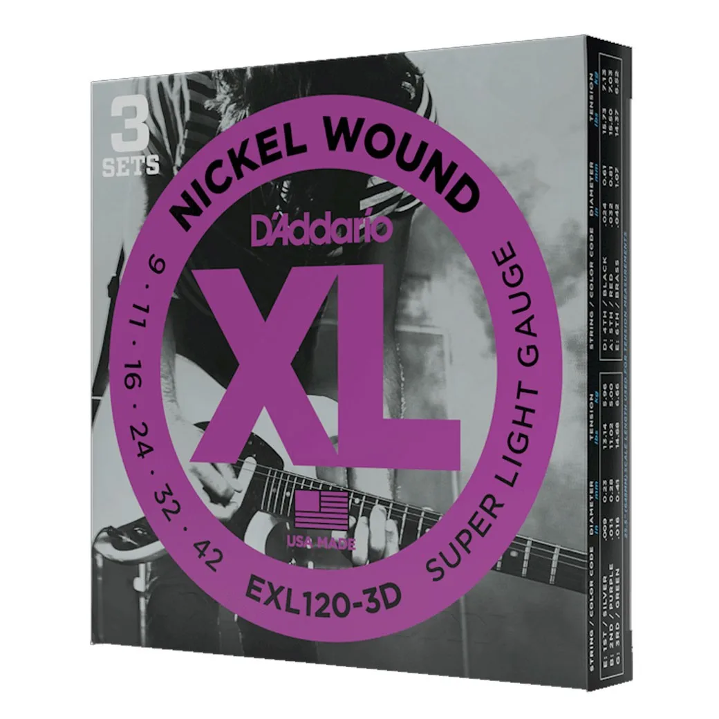 DADDARIO EXL120-3D SUPER LIGHT 09-42 3-Pack | 3 Σετ Χορδές Ηλεκτρικής Κιθάρας