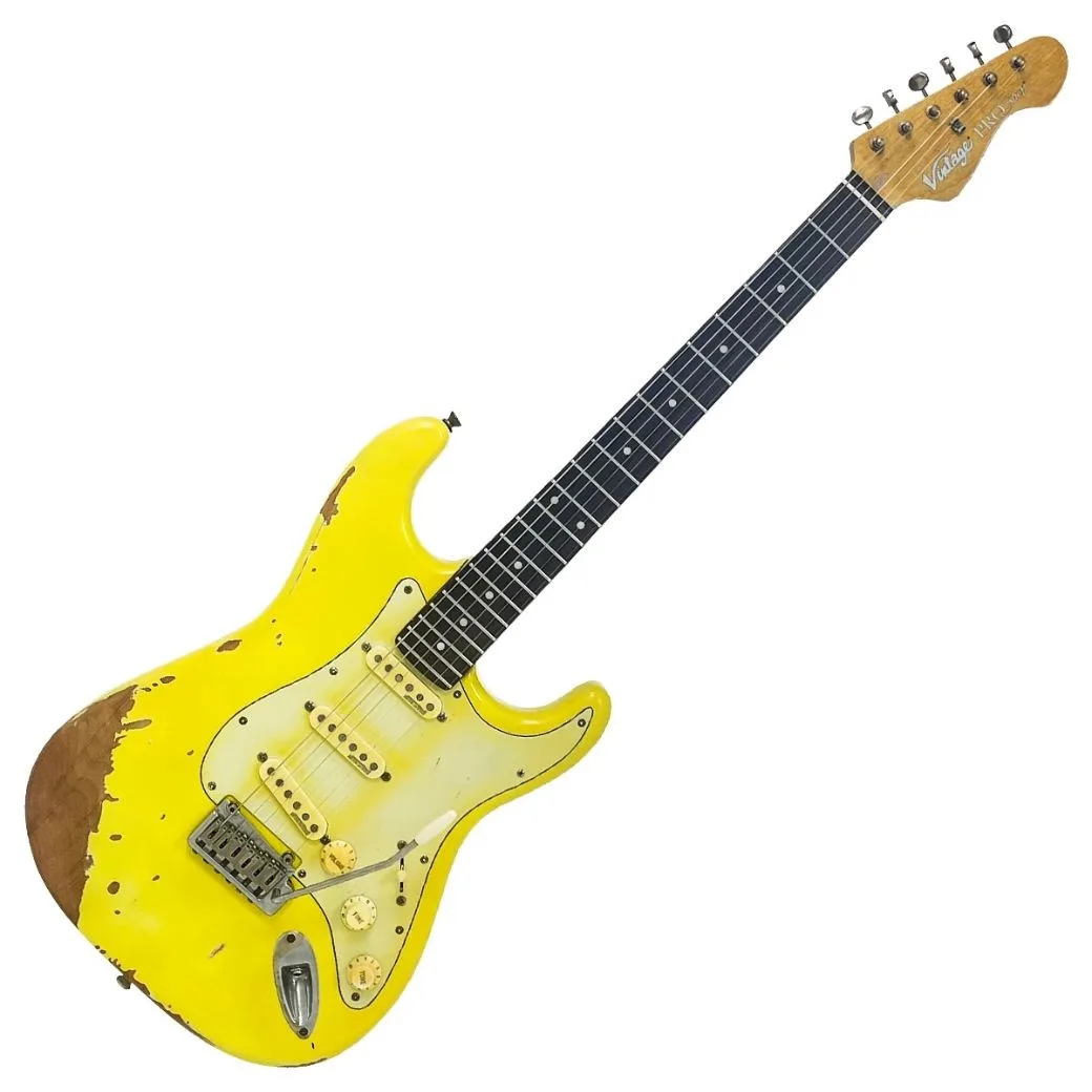 VINTAGE V6PU0019 ProShop Unique Electric Guitar – Distressed Canary Yellow Ηλεκτρική Κιθάρα